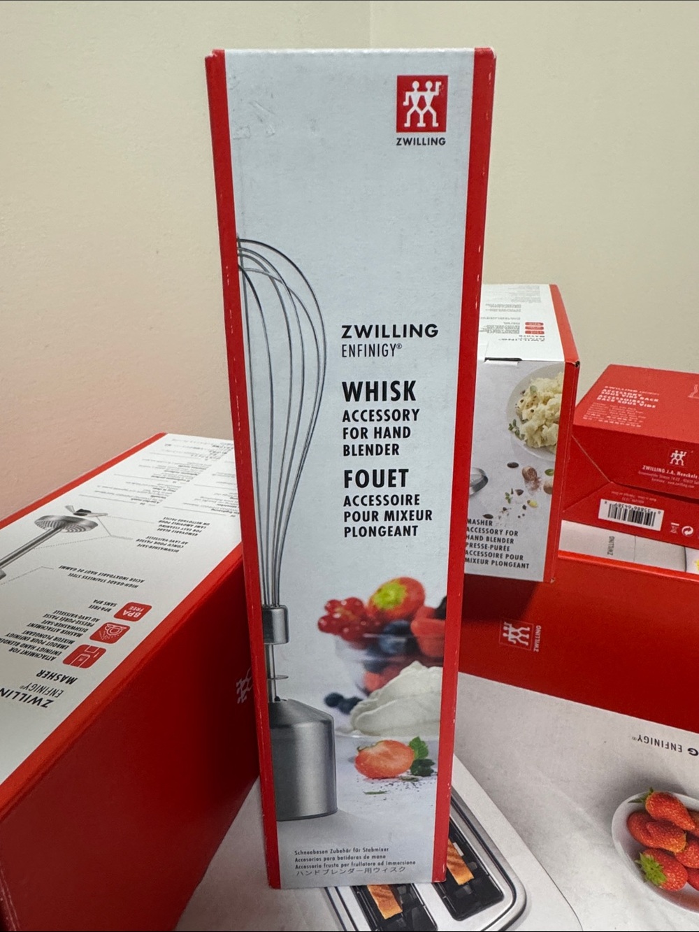 ZWILLING J.A. Henckels Red and White Whisk Accessory for Hand Blender